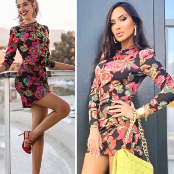 Zara floral draped mini dress - Picture 8 of 8